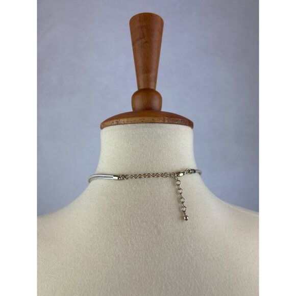 Yellow Glass Pendant Necklace With Silver Tone Trim Adjustable Cord - Picture 4 of 8